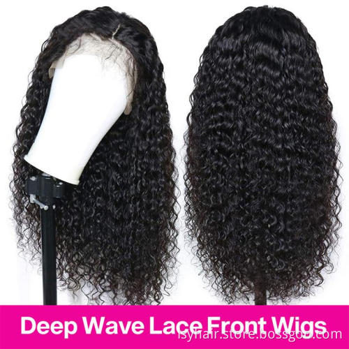 Lsy Wholesale Kinky Jerry Deep Curly Front Lace Human Hair Wig Natural Long Raw Brazilian Hair Full Front Lace Wig For Women